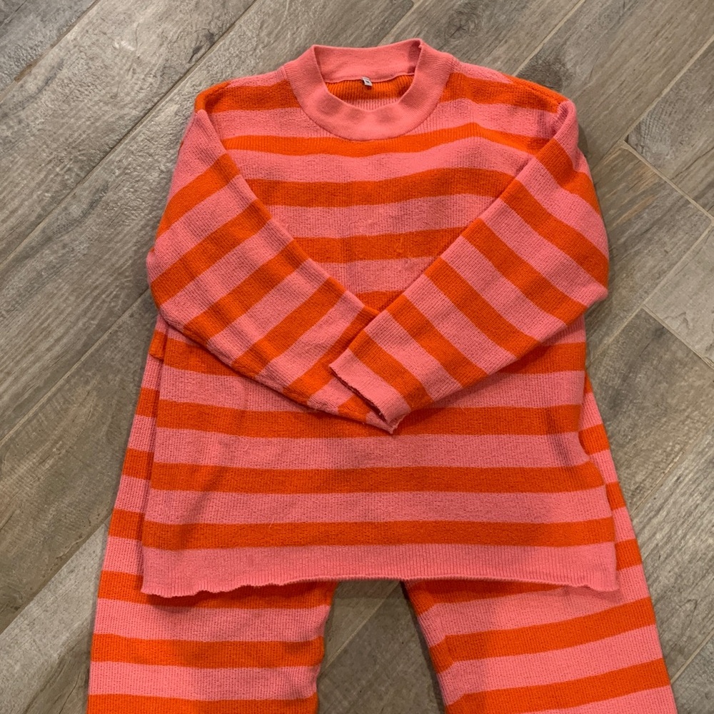 Pink & Orange Striped Knit Set